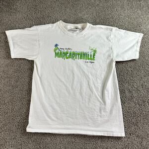 VTG Margaritaville Jimmy Buffett Shirt Mens L White Green Las Vegas Margarita
